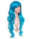 Neon Blue Long Curly Party Wig