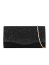 Black Glitter Rhinestone Foldover Clutch Bag