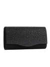 Black Glitter Rhinestone Foldover Clutch Bag