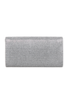 Grey Glitter Rhinestone Foldover Clutch Bag