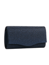 Navy Blue Glitter Rhinestone Foldover Clutch Bag