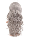 silver grey curly half head wig