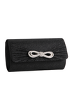 Black Rhinestone Bow Detail Clutch Bag