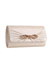 Gold Rhinestone Bow Detail Clutch Bag