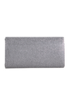 Grey Rhinestone Bow Detail Clutch Bag