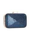 Navy Blue Sequin Rounded Edge Box Clutch Bag