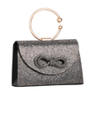 Black Diamante Bow Detail Hoop Handle Bag