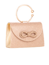 Gold Diamante Bow Detail Hoop Handle Bag