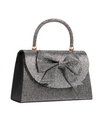 Black Rhinestone Mini Tote Bag with Bow Detail