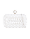 White Pearl Beaded Box Clutch Bag