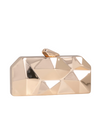 Gold Geometric Metal Box Clutch Bag 