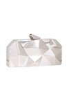 Silver Geometric Metal Box Clutch Bag