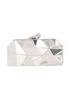 Silver Geometric Metal Box Clutch Bag