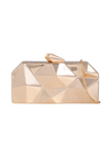 Gold Geometric Metal Box Clutch Bag 