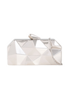 Silver Geometric Metal Box Clutch Bag