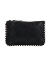 Black Diamante Embellished Zip Top Clutch Bag