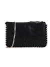 Black Diamante Embellished Zip Top Clutch Bag