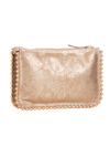 Gold Diamante Embellished Zip Top Clutch Bag