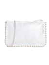 Silver Diamante Embellished Zip Top Clutch Bag