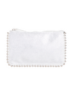 Silver Diamante Embellished Zip Top Clutch Bag