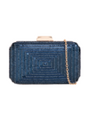 Navy Blue Sequin Rounded Edge Box Clutch Bag