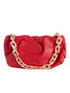 Red Ruched Clutch Bag