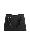 Black Faux Leather Buckle Detail Shoulder Bag