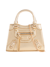 Gold Faux Leather Buckle Detail Shoulder Bag