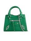 Green Faux Leather Buckle Detail Shoulder Bag