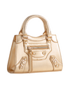 Gold Faux Leather Buckle Detail Shoulder Bag