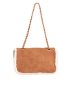 Tanned Brown Shearling Effect Faux Suede Shoulder Bag