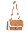 Tanned Brown Shearling Effect Faux Suede Shoulder Bag