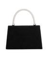 Black Faux Suede Diamante Top Handbag