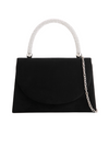 Black Faux Suede Diamante Top Handbag