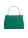 Green Faux Suede Diamante Top Handbag