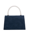 Navy Faux Suede Diamante Top Handbag