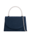 Navy Faux Suede Diamante Top Handbag