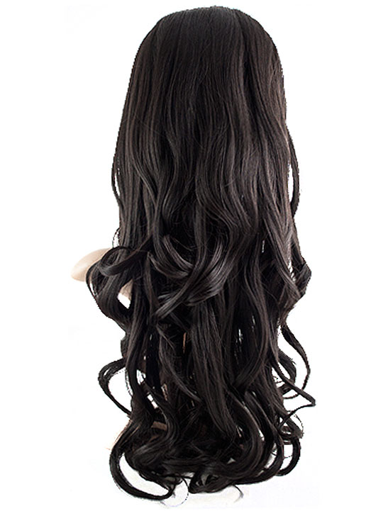 Eva Long Curly Half-Head Wig In Dark Brown - KOKO COUTURE