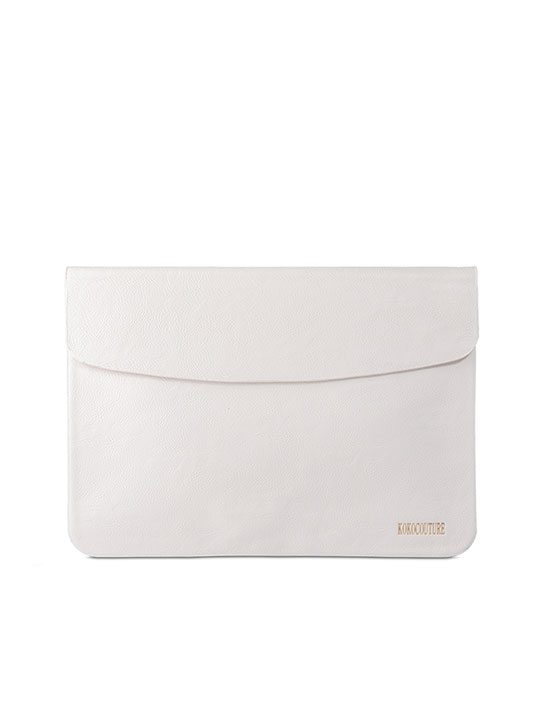 White Faux Leather Document Envelope
