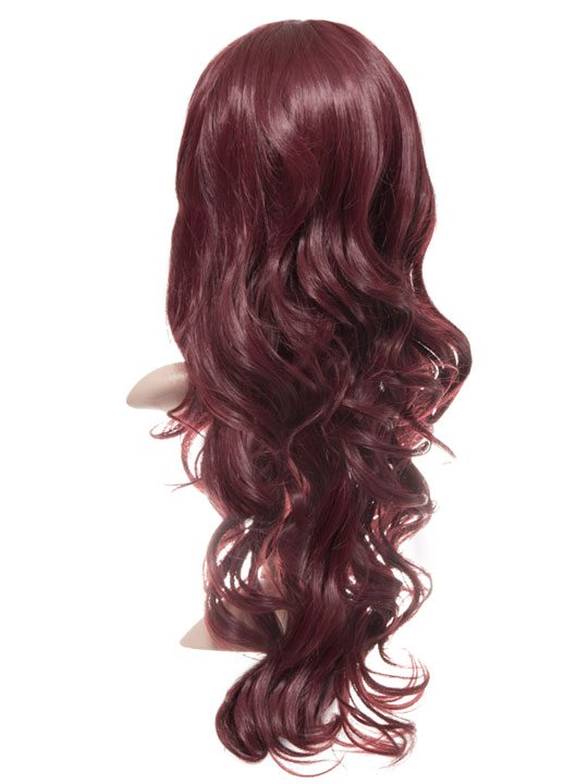 Wine Red Long Curly Party Wig