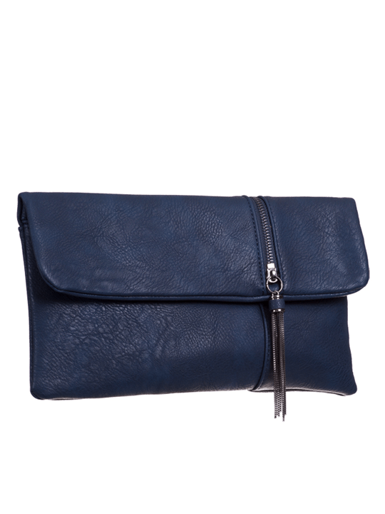 Layla Faux Leather Clutch Bag in Navy - KOKO COUTURE