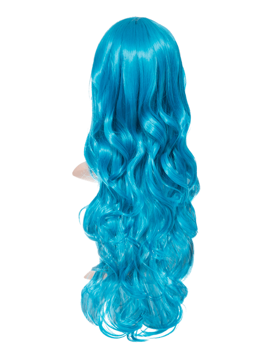 Neon Blue Long Curly Party Wig