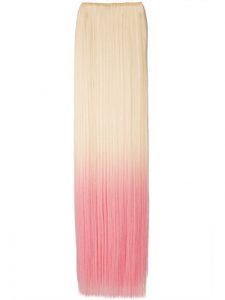 Blonde hair extensions with pastel pink ombre colour