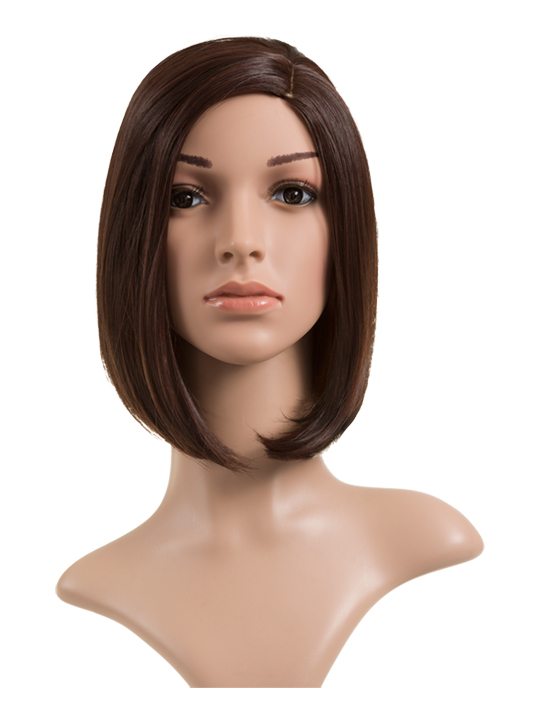 Long Bob Full Head Wig Black Cherry on mannequin. Front display.