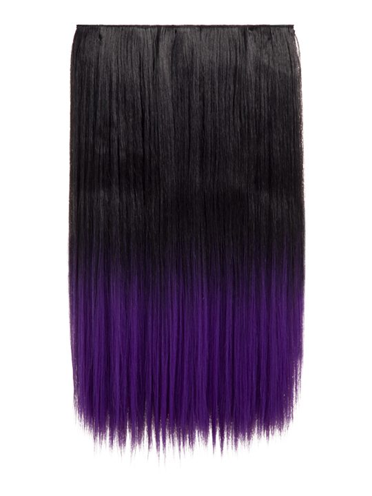 Dip Dye Straight Hair Extensions Natural Black Dark Purple