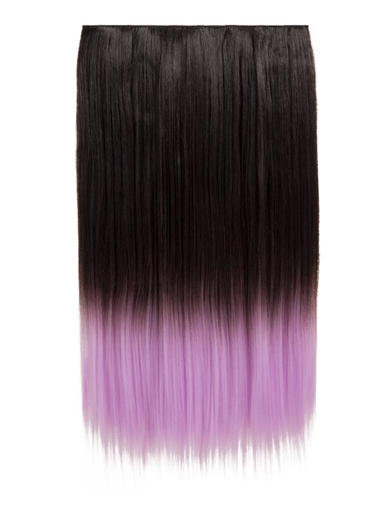 Dip Dye One Piece Straight Hair Extensions Raven Lilac