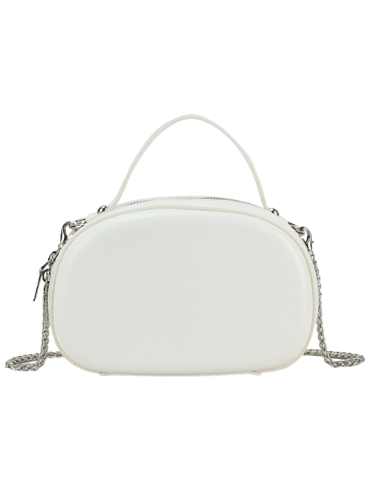 White Mini Hard Shell Leather Imitation Shoulder Bag