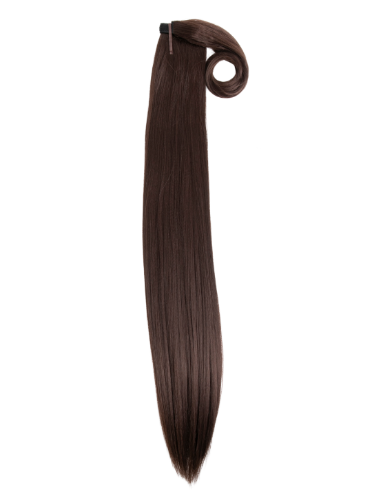 30 Inch Straight Chocolate Brown Wraparound Ponytail
