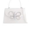 Ivory Satin Diamante Butterfly Mini Tote Bag