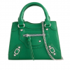Green Faux Leather Buckle Detail Shoulder Bag